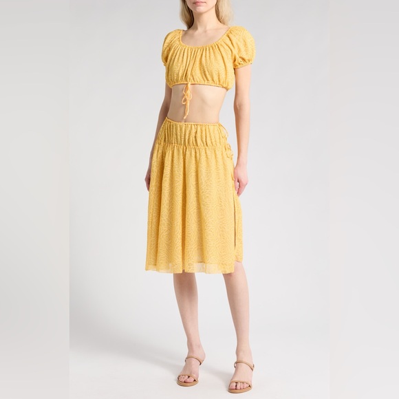 Reformation Dresses & Skirts - Reformation Valeria Women's Puff Sleeve Crop Top & Midi Skirt Set Size 8 NWT